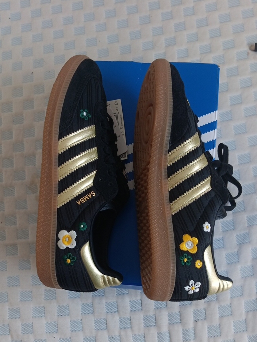 Adidas Samba OG Black and Gold Floral Embroidered Sneakers
